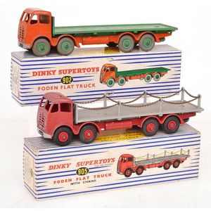 Two boxed Dinky models, including no. 902 Foden flat truck, and…