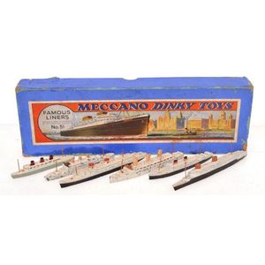 A boxed pre-war Dinky no. 51 Famous Liners' set, including…