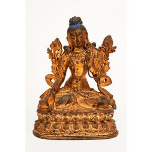 Tibeto-Chinese gilded bronze figure of white Tara, 18th-19th&hellip;