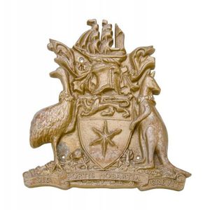 Hobart coat of arms, anodized metal finish, early 20th century.…