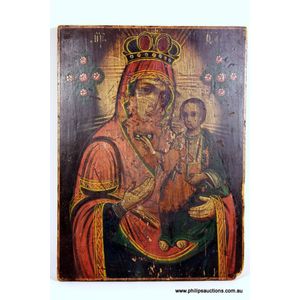 An antique Russian 'Mother of God - Hodegetria' icon, 19th…