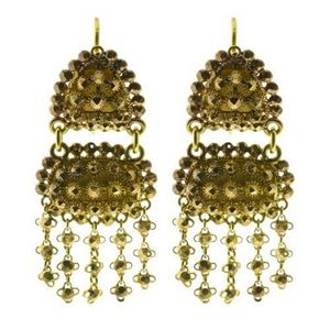 18ct Gold Jhukka Double Drop Earrings With Fringe Drops - Earrings ...