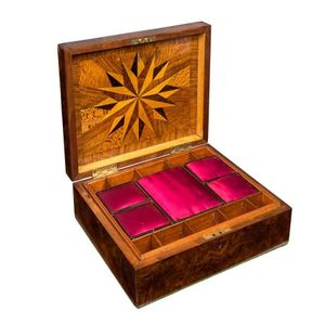 Australian timber sewing box, musk, burr myrtle, silky oak,…