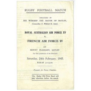 Rugby Football Match, Royal Australian Air Force XV v French…