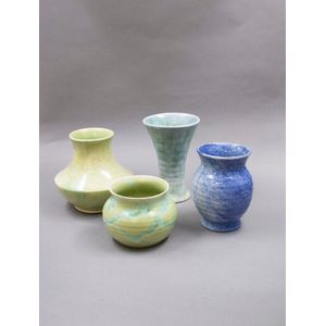 Crown Lynn Potteries, four trickle glaze vases, of varying…