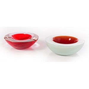 Red and Translucent Murano Glass Bowl, Italy, 1950s