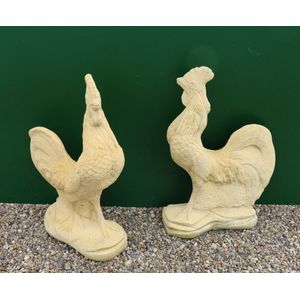 A pair of English Church stone cockerel sculptures, standing…