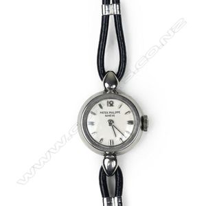 Bracelet Cuir Patek Philippe Noir En Peccary 12mm - Vintage Pour Dame, Occasion