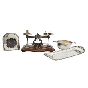 A George III silver snuffer tray, a George V silver Christening…