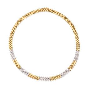 Damiani, gold and diamond necklace, of leaf design set to the&hellip;