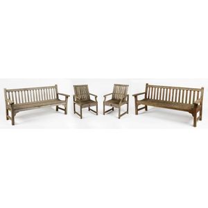 A four piece weathered teak outdoor setting by Lister Teak,…