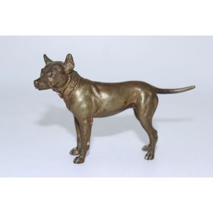Bronze figurine, bronze study of a standing working dog with…