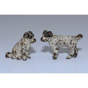 Bronze figurines, rare pair of miniature cold painted bronze…