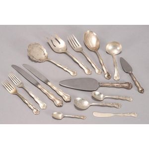 Set of eight large cutlery with the monogram AC in solid silver