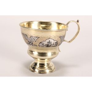 Russian gilt silver and niello charka, marked 84, maker rubbed…