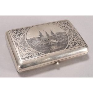 Imperial Russian Niello Silver Cigarillo Case (Moscow, 1873