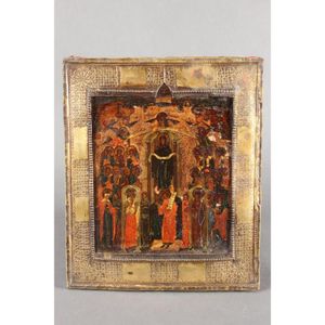18th century Russian icon, of rectangular form, painted with…