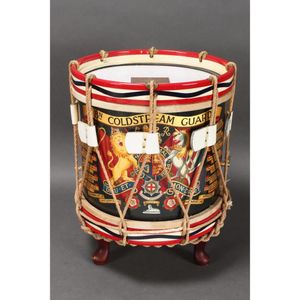 Coldstream Guards ceremonial drum, with presentation plaque,…
