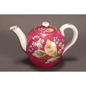 Russian Kuznetsov porcelain teapot, of globular form, decorated…