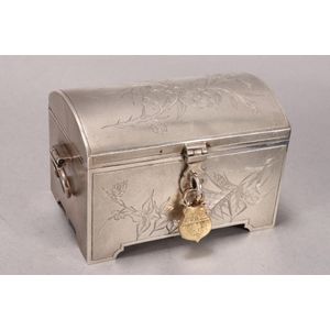 19th century Russian silver jewellery casket, marked, Moscow,…