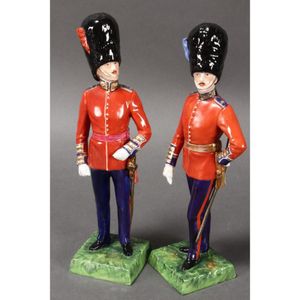 Pair of Dresden porcelain figures, depicting the Coldstream and…