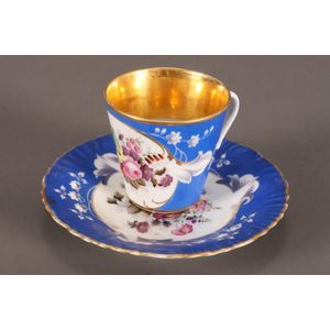 19th century Russian Popov porcelain cup and saucer, decorated…