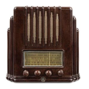 Round Bakelite Brown Ornate Knob f/ Old Antique Vintage Radio