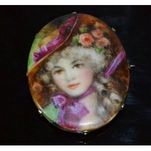 Hand-Painted Porcelain Brooch by May Grigg - Brooches - Jewellery