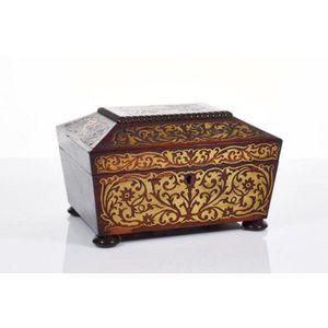 Regency rosewood sewing casket, of sarcophagus shape, with…