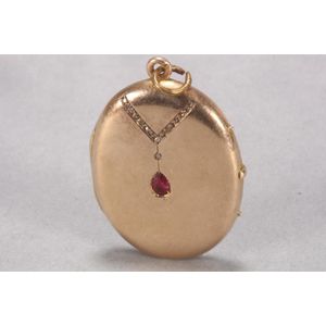 Russian 14ct gold gem set photo locket, stamped 56, of oval…
