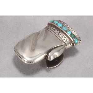 Russian 84 silver and turquoise Lappel button, stamped 84, St…