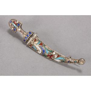 Enamel Dagger Brooch From Russian Caucasus - Brooches - Jewellery