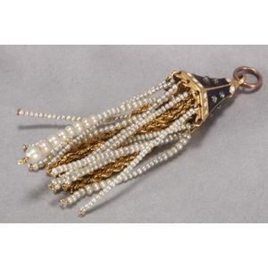 Russian 14ct gold, enamel & diamond tassel pendant unmarked, of…
