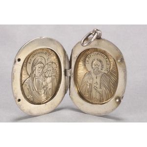 Russian silver religious pendant, marks rubbed, the pendant of…