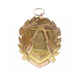 Australian 9ct rose gold rifle fob medal marked 9ct. Approx…