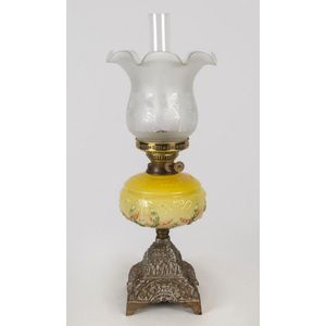 19th Century Yellow Glass Kerosene Lamp - Lamps - Kerosene, oil and ...