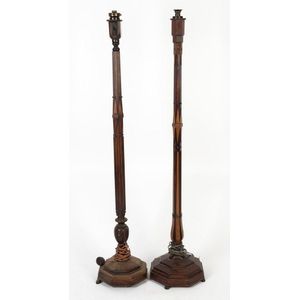 Two Australian Arts & Crafts timber standard lamps, early 20th…