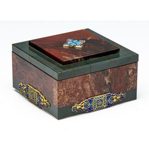 A 19th Century Russian 84 Zolotnik, enamelled and agate stone…