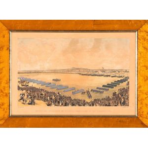 Nicholas Chevalier, hand coloured lithograph, 'Review and…