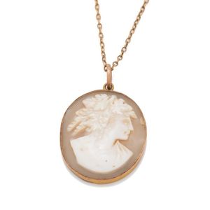 Carved shell, stone and jet cameo pendants and lockets, 19th