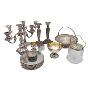 A collection of silver plate table wares including Strachan,…