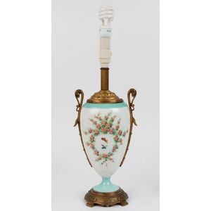 A gilt metal mounted porcelain table lamp, 19th/20 century, in…
