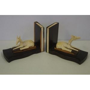 Pair of vintage ebony & ivory bookends circa 1920, 13.5 cm high…