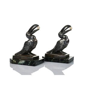 Maurice Frecourt (French, b. 1890), pair of marble and spelter…