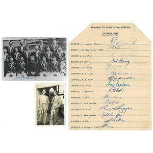 1949-50 Australian Team to South Africa, official team sheet…