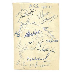 1950-51 England team to Australia, autograph page with 17&hellip;