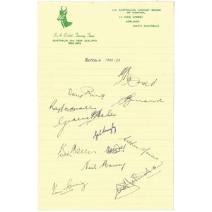 1952-53 Australian Team v South Africa, letterhead 'S.A.&hellip;