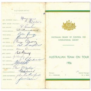 1956 Australian Team, itinerary 'Australian Team on Tour 1956'…