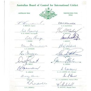 1959-60 Australian Team on Pakistan-India Tour, official team&hellip;
