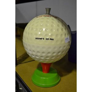 Vintage Golf Ball Ice Pail and Decanter Set One Golfer Ice 